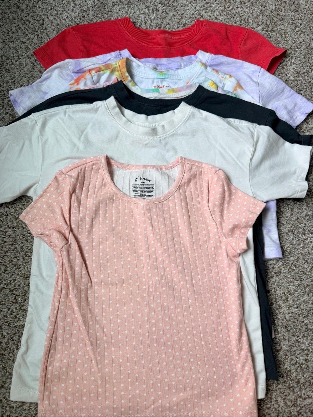 Girls Pink Short Sleeve Knit Top - Multiple